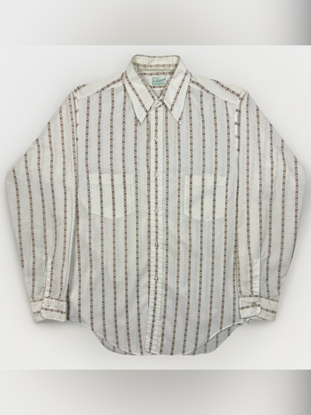 Vintage 1960s Dutchmaid Shirt Mens M 15 1/2 - 33 Geometric Folkroic Print